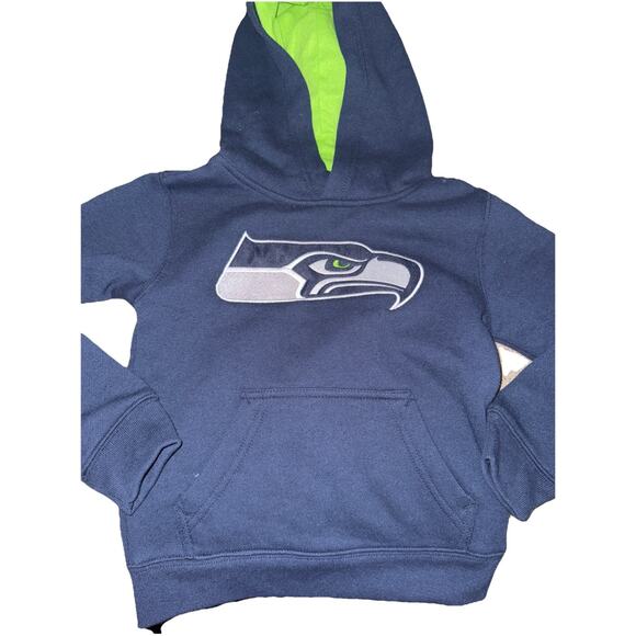 NFL Seattle Seahawks Kids Hoodie Sweatshirt Small (4) Blue Green Pocket NWOT - Picture 1 of 4